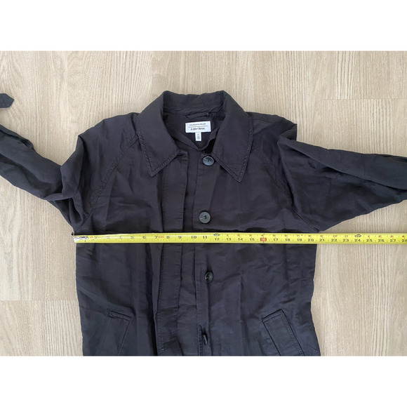 & Other Stories Women Black Trench Coat Sz 0 Linen Blend Lightweight Old Money - Picture 15 of 16